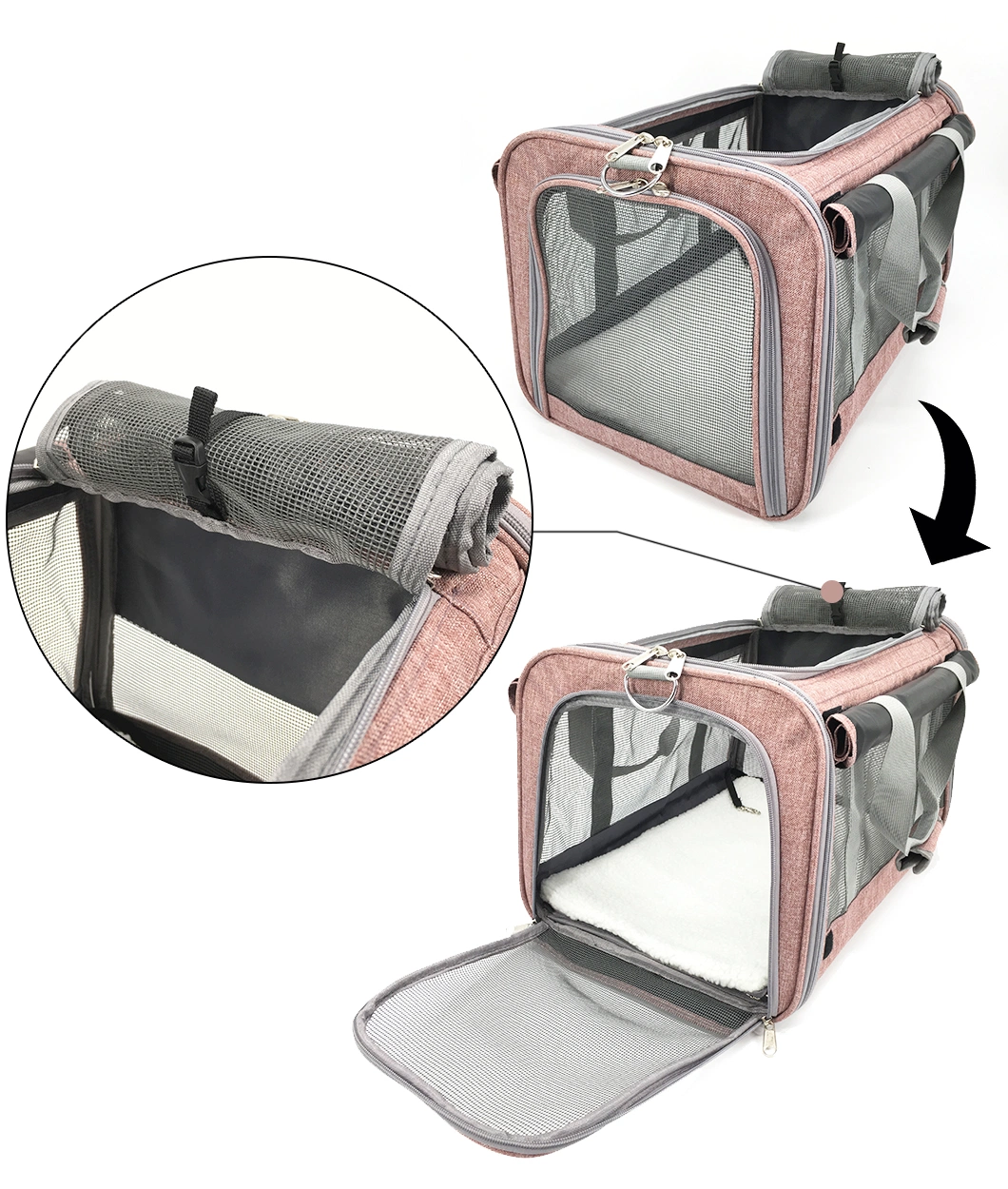 Small Pet Carrier Kitten Carrier/ Dog Breed Carrier/Soft Fleece Pads/Washable/Pet Pursetravel Tote/Kennel/Foldable/Portable Crate/Shoulder Strap